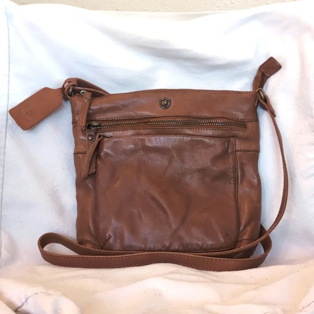 Cochoa Brown Leather Crossbody Purse Travel Bag Adjustable Strap - Picture 2 of 9